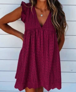 Women's V-Neck Hollow Dress