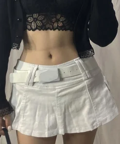 Low Waist Black Micro Alt Skirts