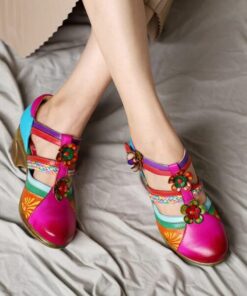 Bohemian Retro Leather Flower Hollow Out Sandals
