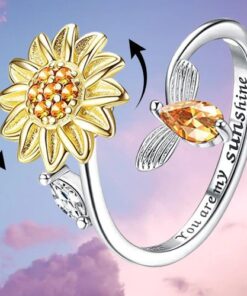 Elegant Sunflower Sunshine Rotating Ring