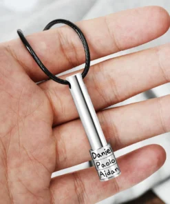 Engraved Family Name Bar Necklace