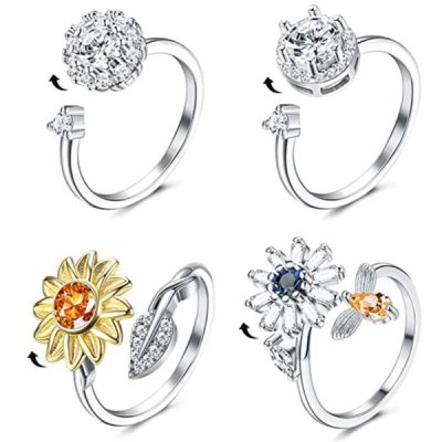 Elegant Sunflower Sunshine Rotating Ring