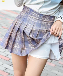Sexy Korean Teenager High Waist Plaid Skirts