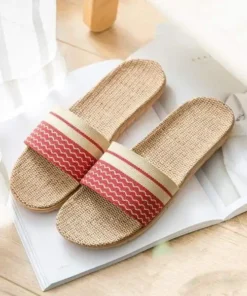 Linen Open Toe Slippers