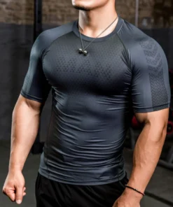 Bqodqo Men Running Compression T-shirt