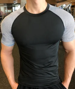 Bqodqo Men Running Compression T-shirt