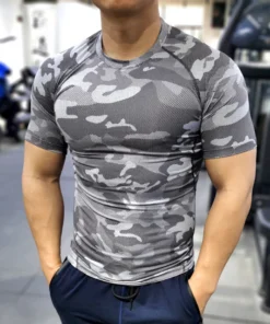 Bqodqo Men Running Compression T-shirt