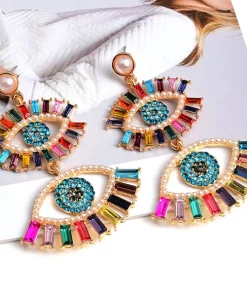 Devil’s Eye Long Pearl Earrings