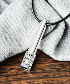 Engraved Family Name Bar Necklace