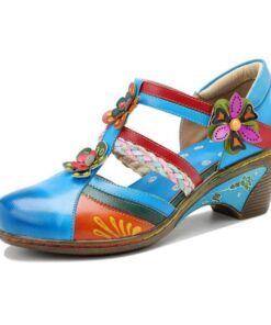 Bohemian Retro Leather Flower Hollow Out Sandals