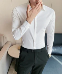 Men's Solid Color Business Stretch Shirt