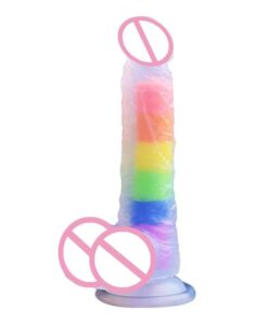Soft Silicone Rainbow Dildo With Suction Cup