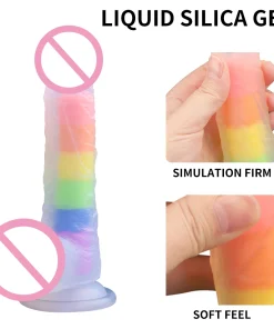 Soft Silicone Rainbow Dildo With Suction Cup