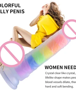 Soft Silicone Rainbow Dildo With Suction Cup