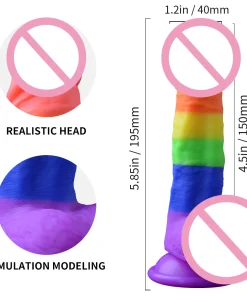 Soft Silicone Rainbow Dildo With Suction Cup