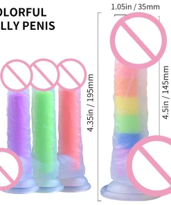 Soft Silicone Rainbow Dildo With Suction Cup