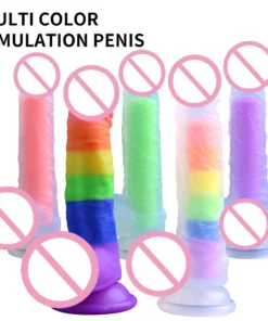 Soft Silicone Rainbow Dildo With Suction Cup