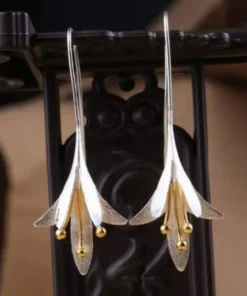 Sterling Silver Lily Flower Drop Earrings