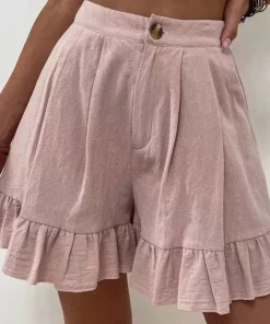 Women's High Waist Ruffle Shorts