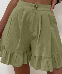Women's High Waist Ruffle Shorts