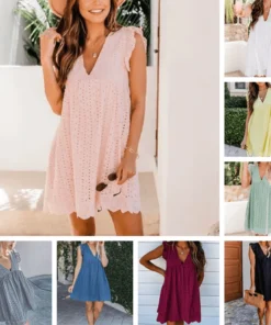 Women's V-Neck Hollow Dress