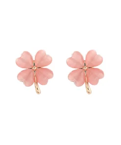 Opal Lucky Four Leaf Clover Earrings