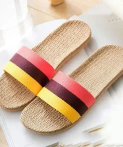 Linen Open Toe Slippers