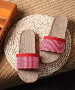 Linen Open Toe Slippers