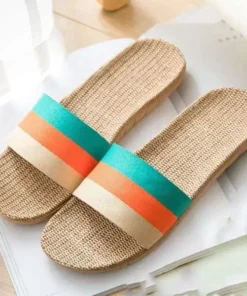 Linen Open Toe Slippers