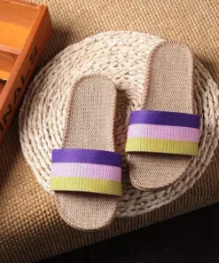 Linen Open Toe Slippers