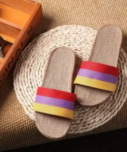 Linen Open Toe Slippers