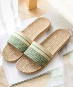 Linen Open Toe Slippers