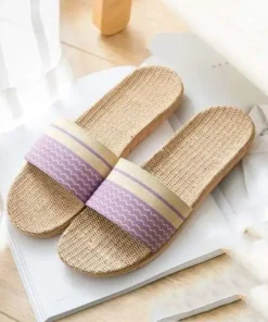 Linen Open Toe Slippers