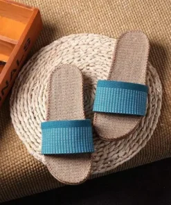 Linen Open Toe Slippers