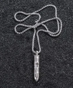 Mens Silver Bullet Necklace
