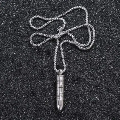 Mens Silver Bullet Necklace