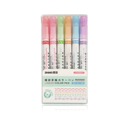 Dual Tip Pens with 6 Different Curve Shapes Fine Tips (6 PCS)