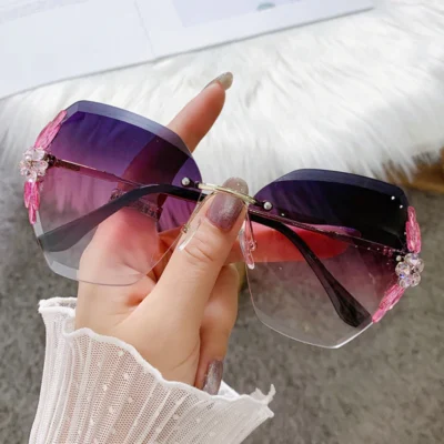2022 Woman Rimless Diamond Sunglasses
