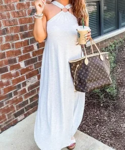Off Shoulder Halter Long Dress