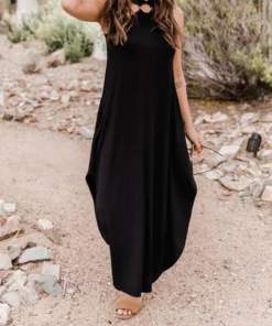 Off Shoulder Halter Long Dress