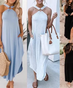 Off Shoulder Halter Long Dress