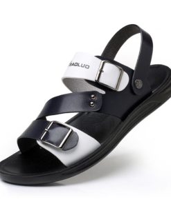 Summer Fashion Breathable Leather Men Beach Slippers