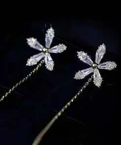 Shiny Fringe Flower Earrings