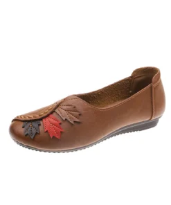 Women's Embroidered Low Heel Slip On Shoes