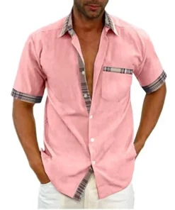 Men’s Casual Plaid Summer Linen Shirt