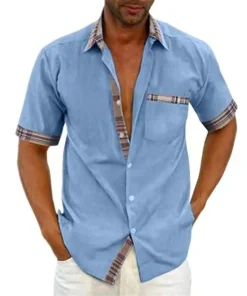 Men’s Casual Plaid Summer Linen Shirt