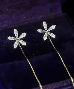 Shiny Fringe Flower Earrings