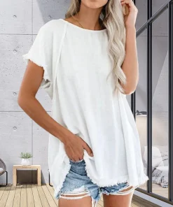 Women's Plain Tassel Casual Top