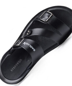 Summer Fashion Breathable Leather Men Beach Slippers