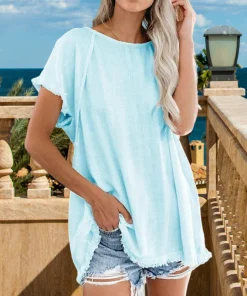 Women's Plain Tassel Casual Top